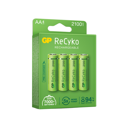 Baterii reincarcabile GP ReCyko AA 2100mAh (R6), ambalaj reciclabil 4pcs
