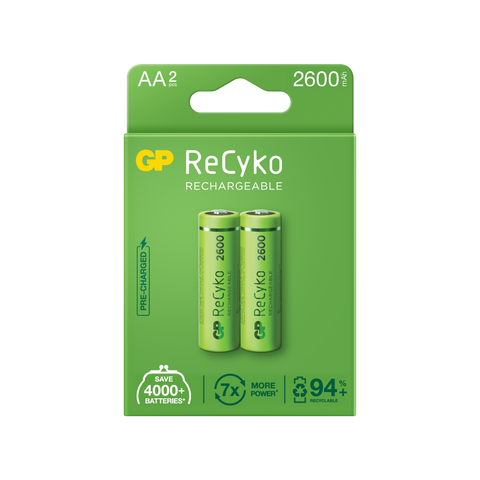 Baterii reincarcabile GP ReCyko AA 2600mAh (R6), ambalaj reciclabil 2pcs
