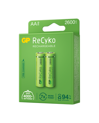 Baterii reincarcabile GP ReCyko AA 2600mAh (R6), ambalaj reciclabil 2pcs