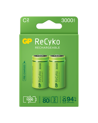 Rechargeable batteries GP ReCyko D 5700mAh (R20), 1.2V, recyclable packaging 2pcs