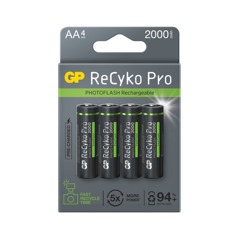 Baterii reincarcabile GP ReCyko Pro Photoflash AA 2000mAh (R6), ambalaj reciclabil 4pcs