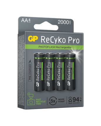 Baterii reincarcabile GP ReCyko Pro Photoflash AA 2000mAh (R6), ambalaj reciclabil 4pcs