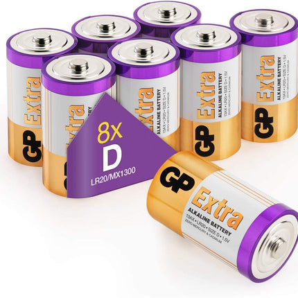 Baterii GP Extra Alkaline D (LR20), 1.5V, 8 pcs