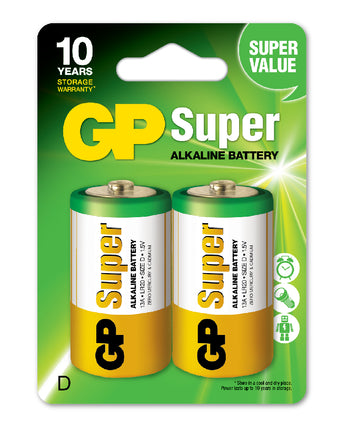 Baterii GP Super Alkaline D (LR20), 1.5V , blister 2pcs