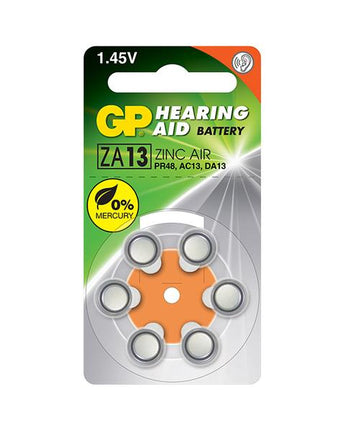 Baterii  GP Hearing Aid Zinc Air Button Cell ZA13, 1.45V,  blister 6 pcs